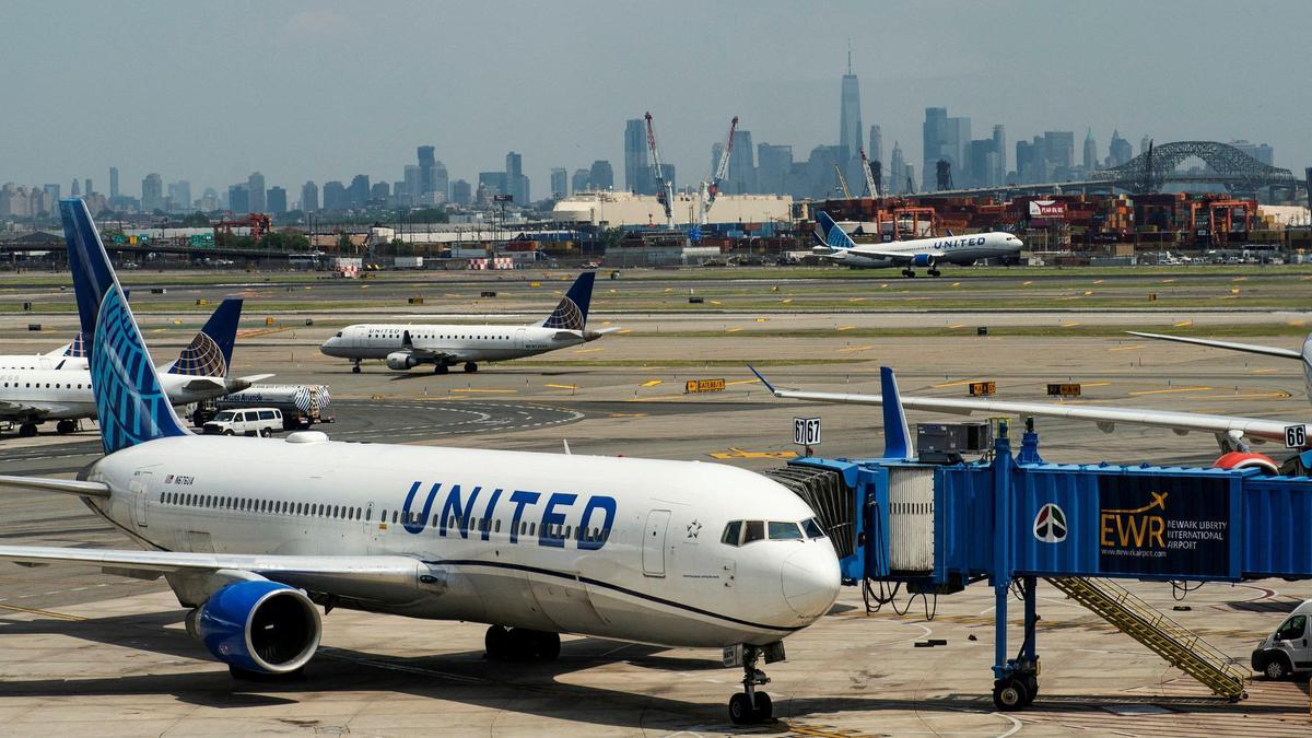 Aviones de United Airlines en el aeropuerto neoyorkino de Newark Liberty.