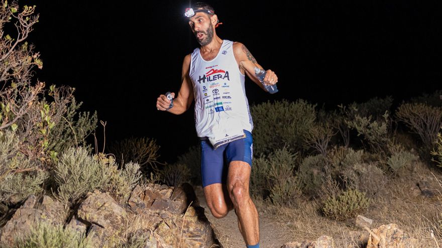 Daniel Sosa en carrera durante la Plenilunio Trail de Tejeda este pasado fin de semana