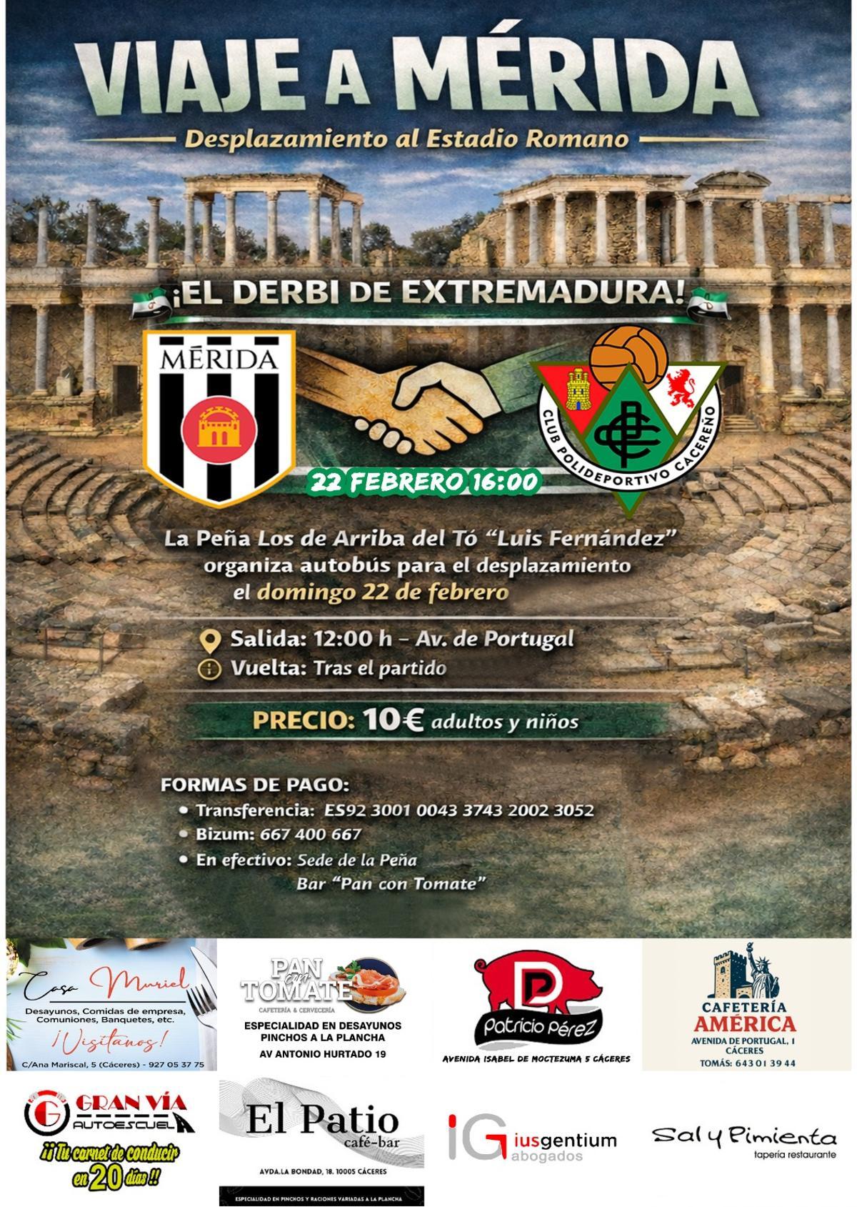 Cartel del viaje que organizan peñistas cacereños.