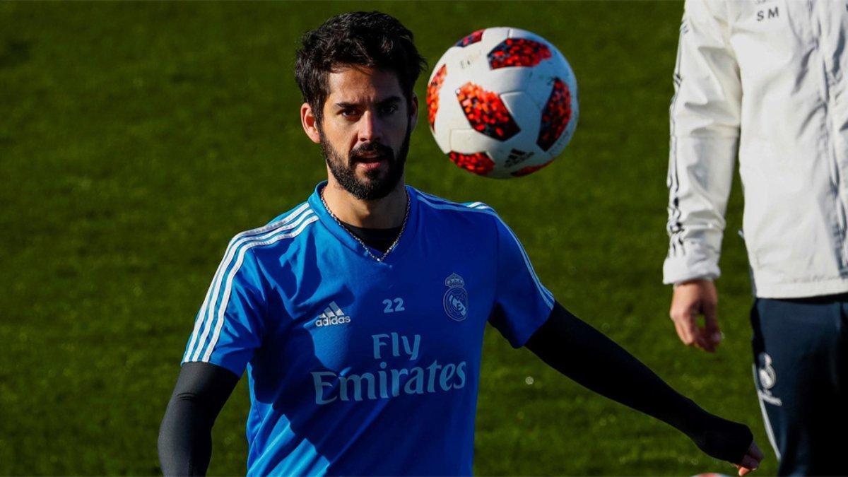 Isco Alarcón, durante un entrenamiento del Real Madrid