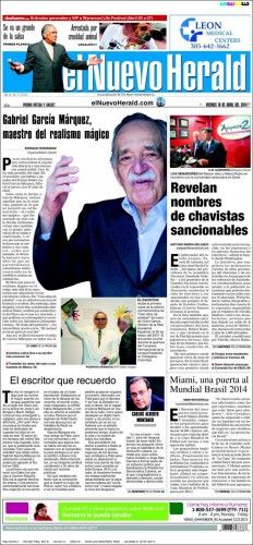 La muerte de García Márquez en la prensa internacional