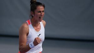 Sara Sorribes, durante su partido de hoy