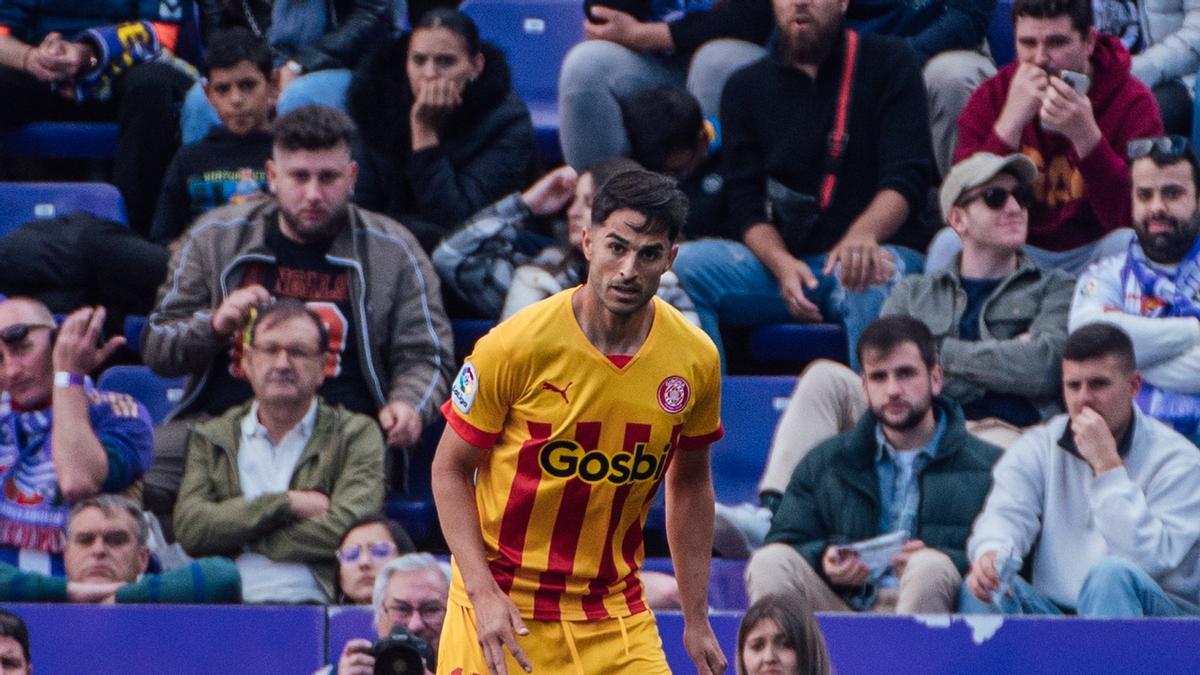 Juanpe durant el partit contra el Valladolid