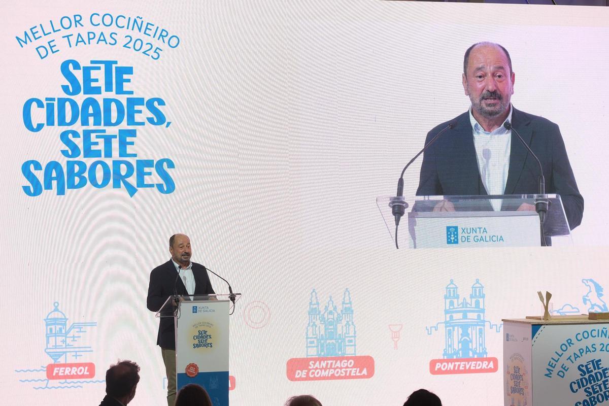 El director de Turismo de Galicia durante su intervención tras conocerse la mejor tapa de Galicia 2025