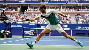 Medvedev, durante su partido ante Rublev.