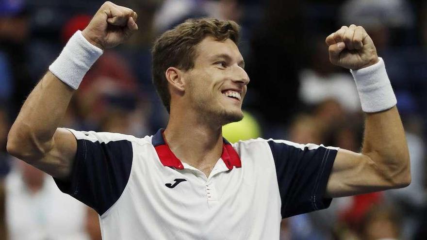 Pablo Carreño celebra la victoria en cuartos el pasado domigno.