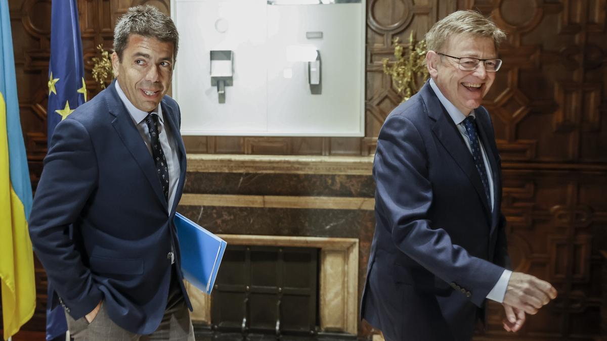 Carlos Mazón y Ximo Puig en una reunión mantenida en el Palau de la Generalitat.