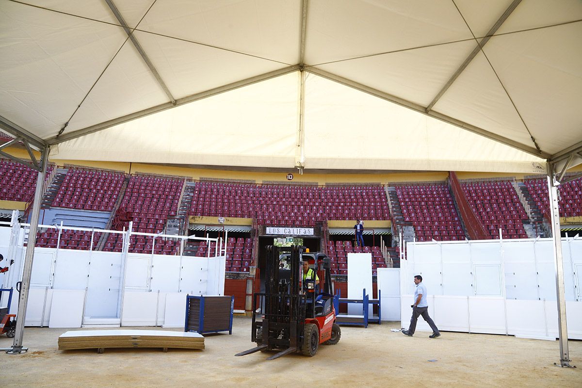 Presentación y montaje de la Cata del Vino de Montilla Moriles en la Plaza de Toros