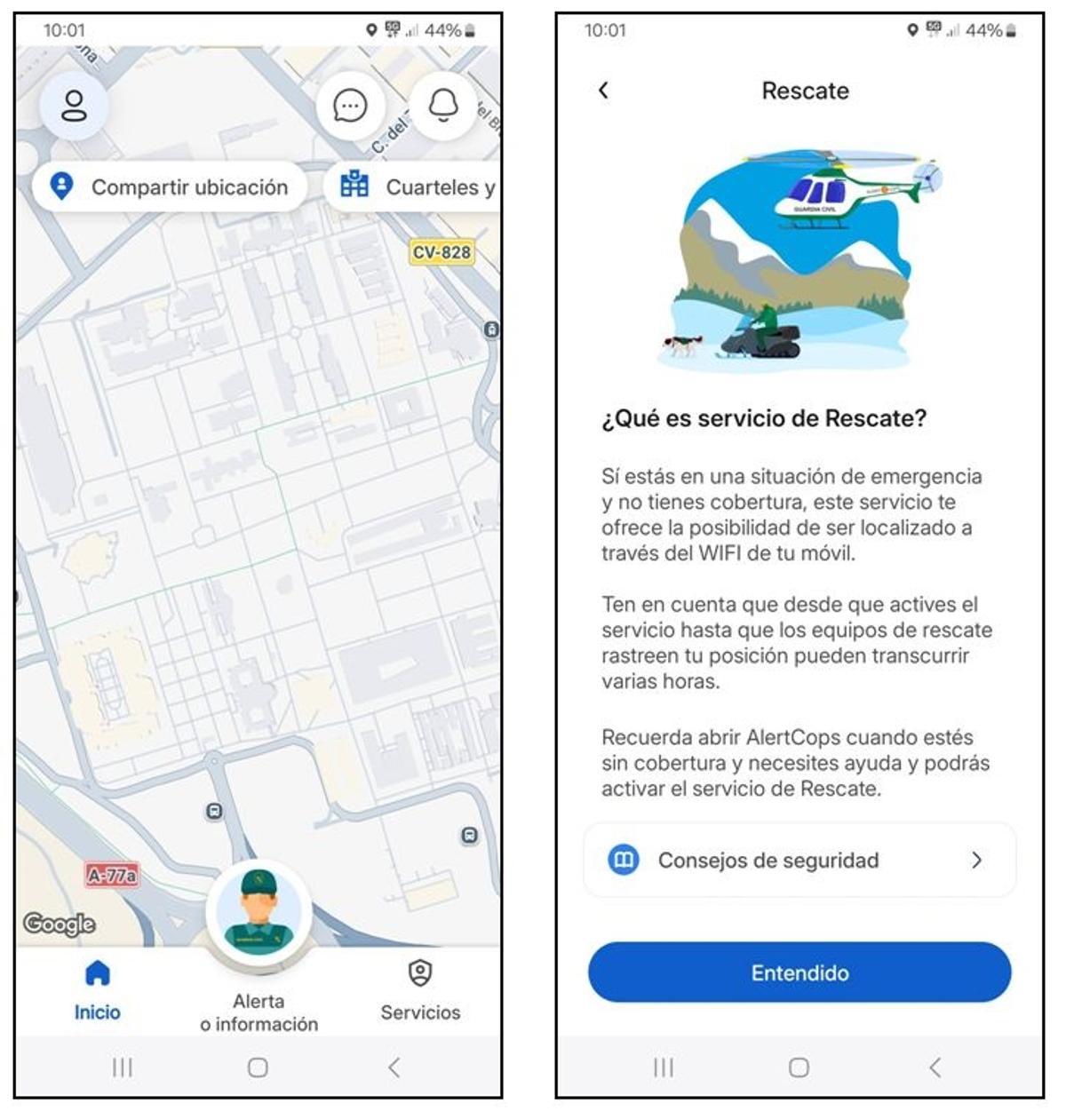Servicio Rescate integrado en app AlertCops.