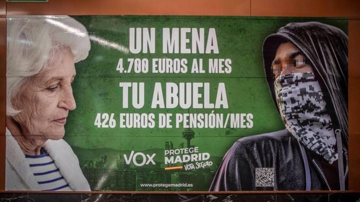 Polémico cartel de campaña de VOX que criminaliza a los menores migrantes