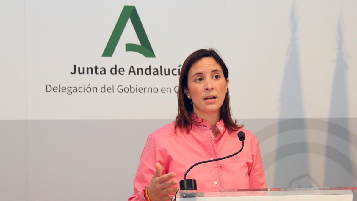 La delegada de Fomento, Infraestructuras y Ordenación del Territorio, Cristina Casanueva, en rueda de prensa.