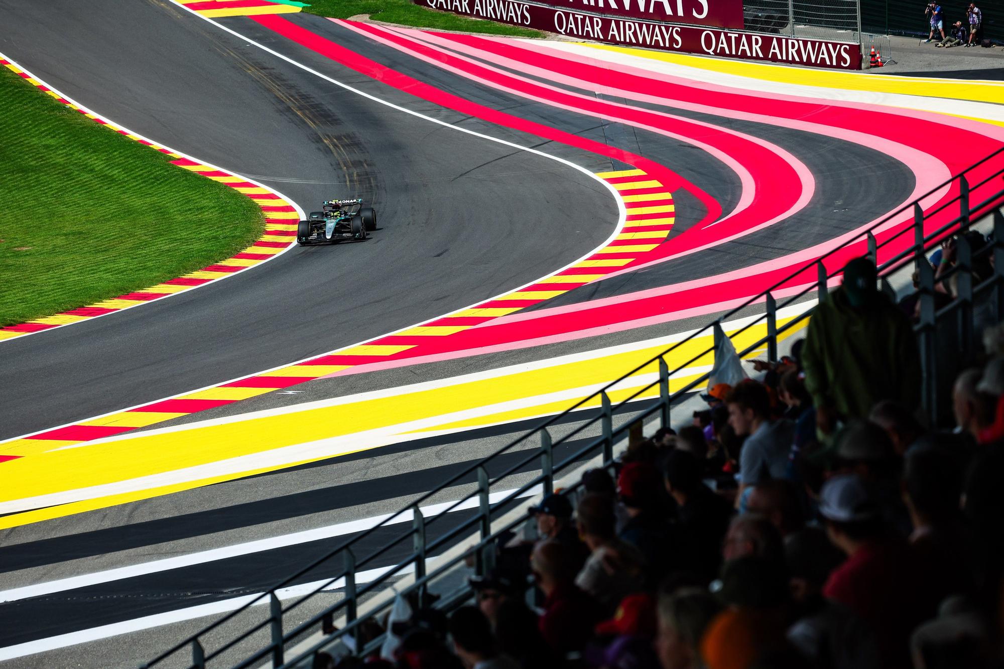 El piloto británico de F1 Lewis Hamilton (Mercedes), en el GP de Bélgica 2024.