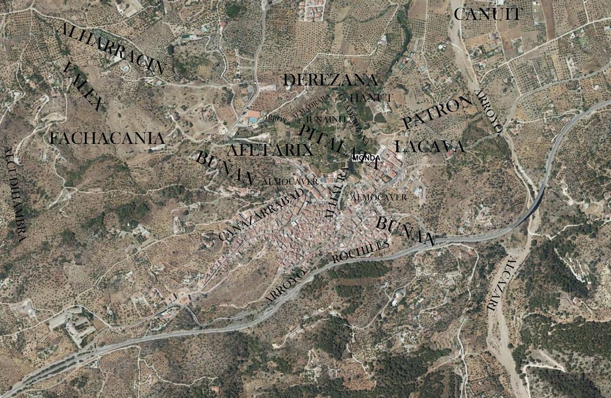 Topónimos cercanos al casco urbano de Monda.