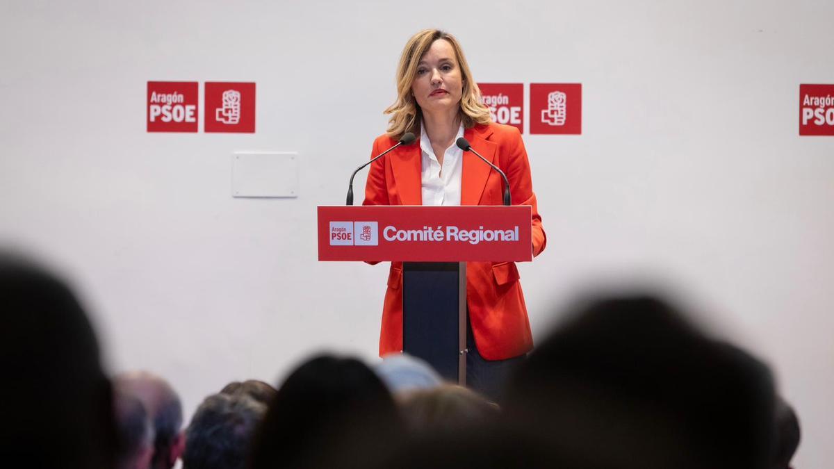 La secretaria general del PSOE Aragón, Pilar Alegría, este viernes en Zaragoza.