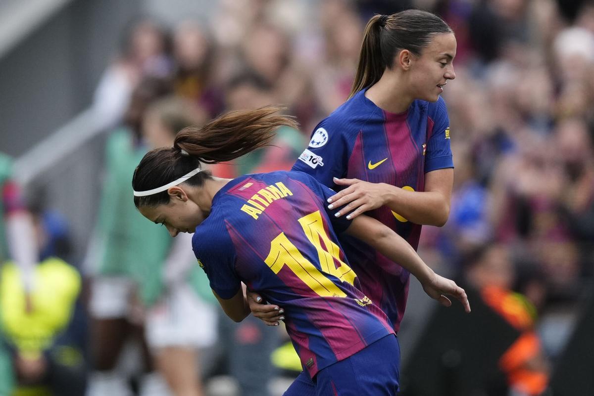 BARCELONA, 03/05/2026.-La jugadora del Barcelona F Aitana Bonmatí, durante el partido de vuelta de semifinales de Liga de Campeones Femenina entre el Barcelona F y el Bayern Múnich F, este domingo en el estadio Spotify Camp Nou.-EFE/ Enric Fontcuberta