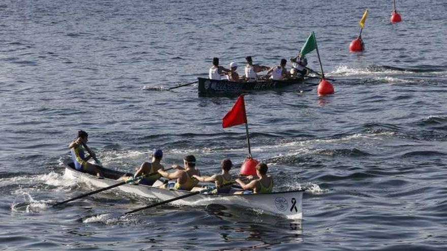 Prueba de bateles en el puerto de Marín. // Santos Álvarez