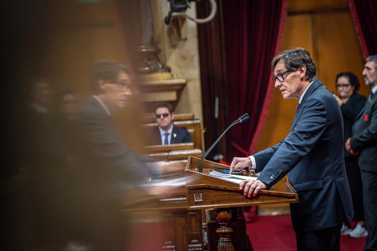 El president, Salvador Illa, en un pleno reciente del Parlament.