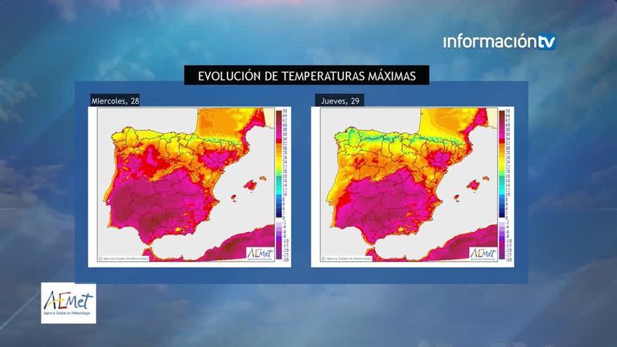 Evolución de las temperaturas máximas según AEMET.