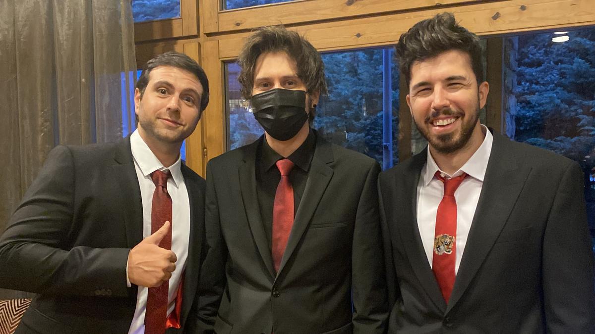 El Rubius, con otros dos 'influencers', Willyrex (derecha) y Veggeta777 (izquierda), el pasado jueves en Andorra.