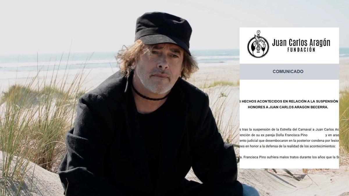 El autor de carnaval Juan Carlos Aragón, fallecido en 2019, y el comunicado emitido por su Fundación.