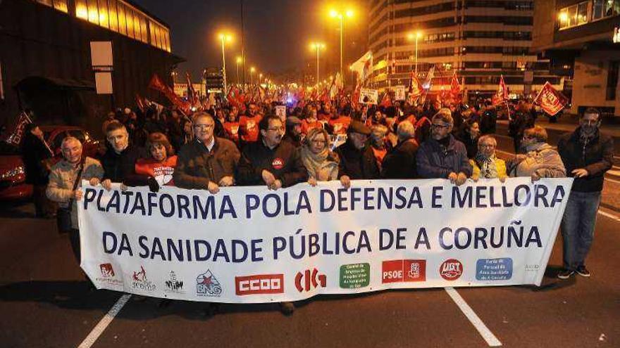 Cabecera de la manifestación celebrada ayer en A Coruña.