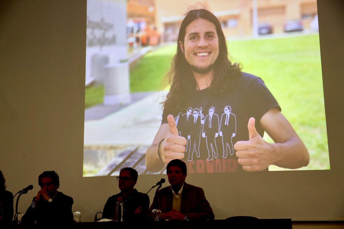 Victoriano Pineda, uno de los geólogos fallecidos en Súria, en una imagen durante el homenaje que le ha dedicado la UB.