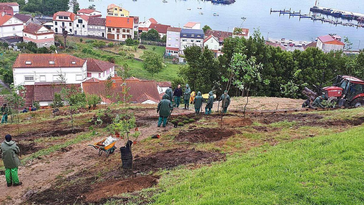 Alumnos de un taller de empleo de jardinería organizado por el patronato Beiramar.