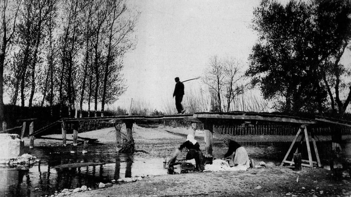 Escena en un pont al riu Llobregat, a Peralada, el 1888