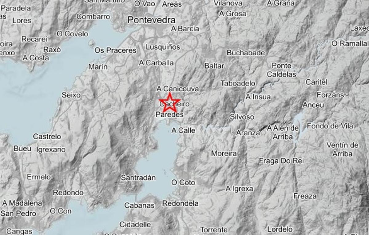 Mapa del IGN con el epicentro del temblor