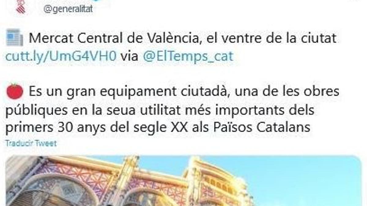 Captura de la publicación de la Generalitat