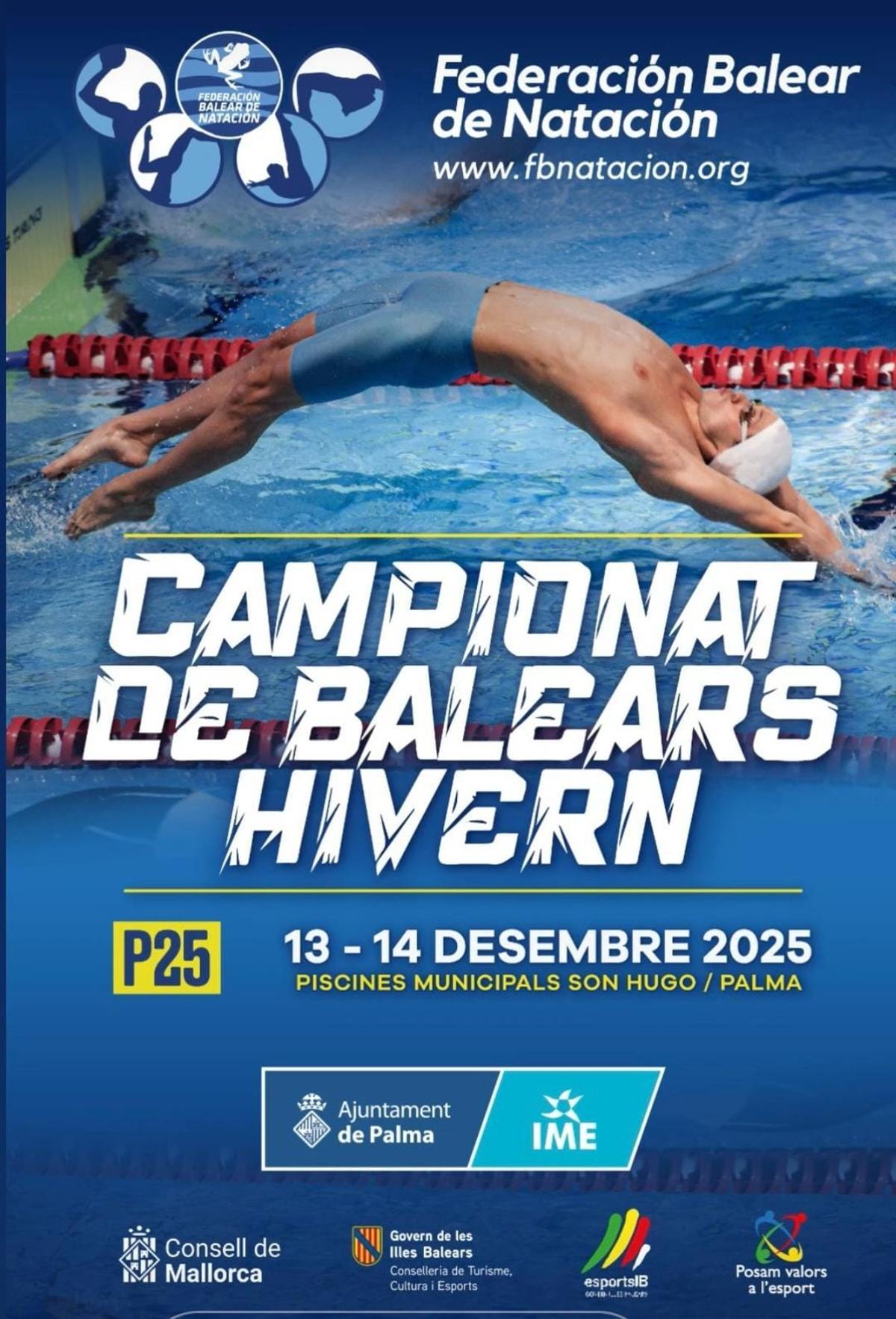 Cartel del Campeonato de Baleares de natación de invierno