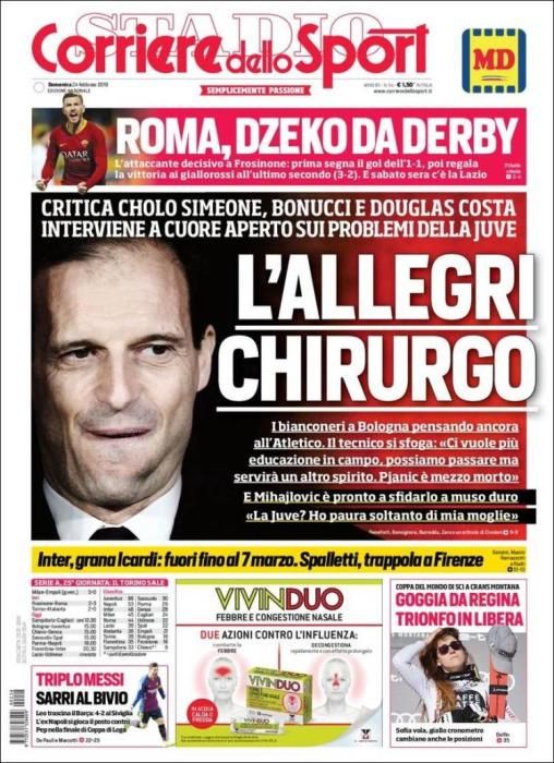 Portada CORRIERE DELLO SPORT domingo 24 febrero