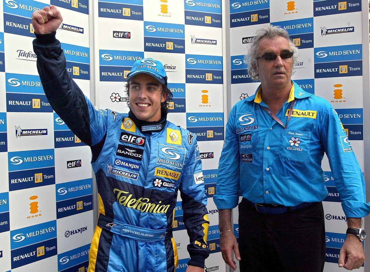 Alonso y Briatore durante su etapa en Renault