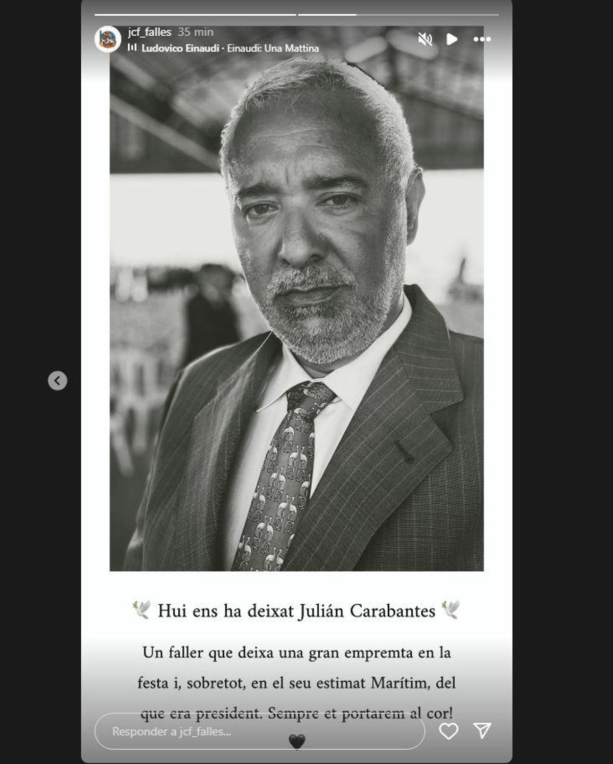 El recuerdo dedicado por la Junta Central Fallera