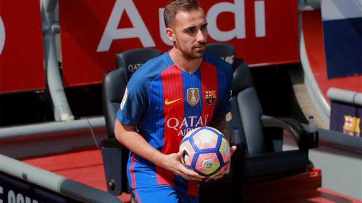 Paco Alcácer, en su presentación en el Camp Nou