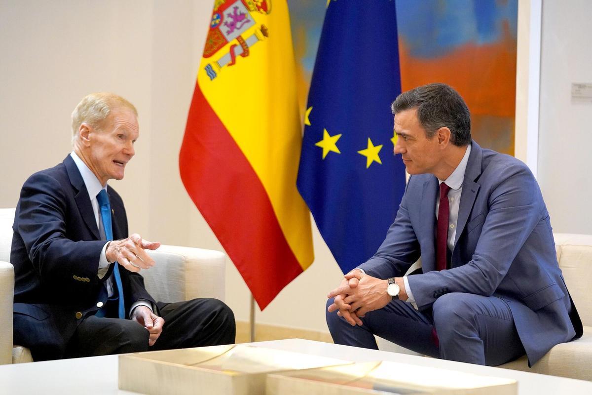 DAVID CASTRO Madrid 30-05-2023 Pedro Sánchez durante el encuentro con el administrador de la NASA, Bill Nelson. Imagen DAVID CASTRO