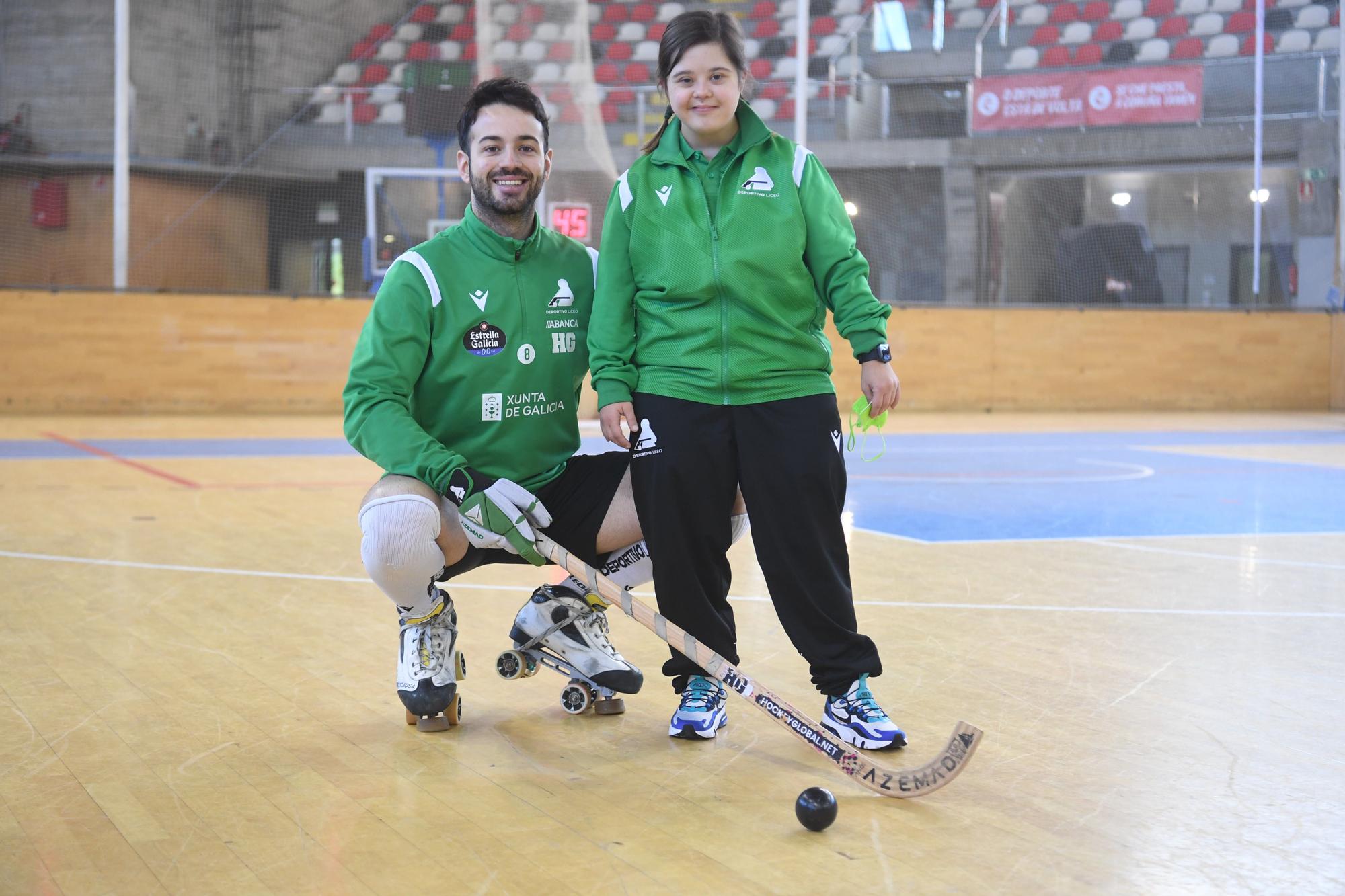 David Torres con Pili antes de un entrenamiento del Liceo.