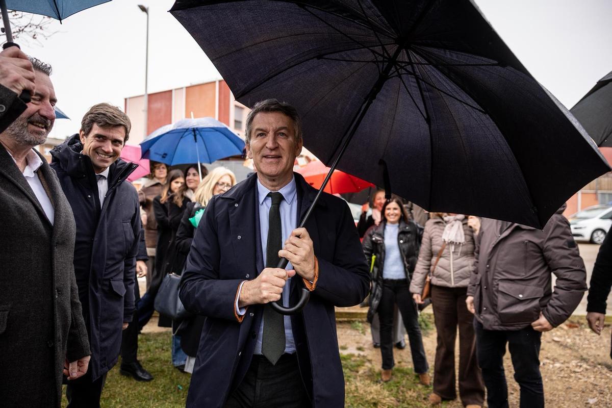 Alberto Núñez Feijóo, en un acto de campaña este miércoles en Figueruelas (Zaragoza)