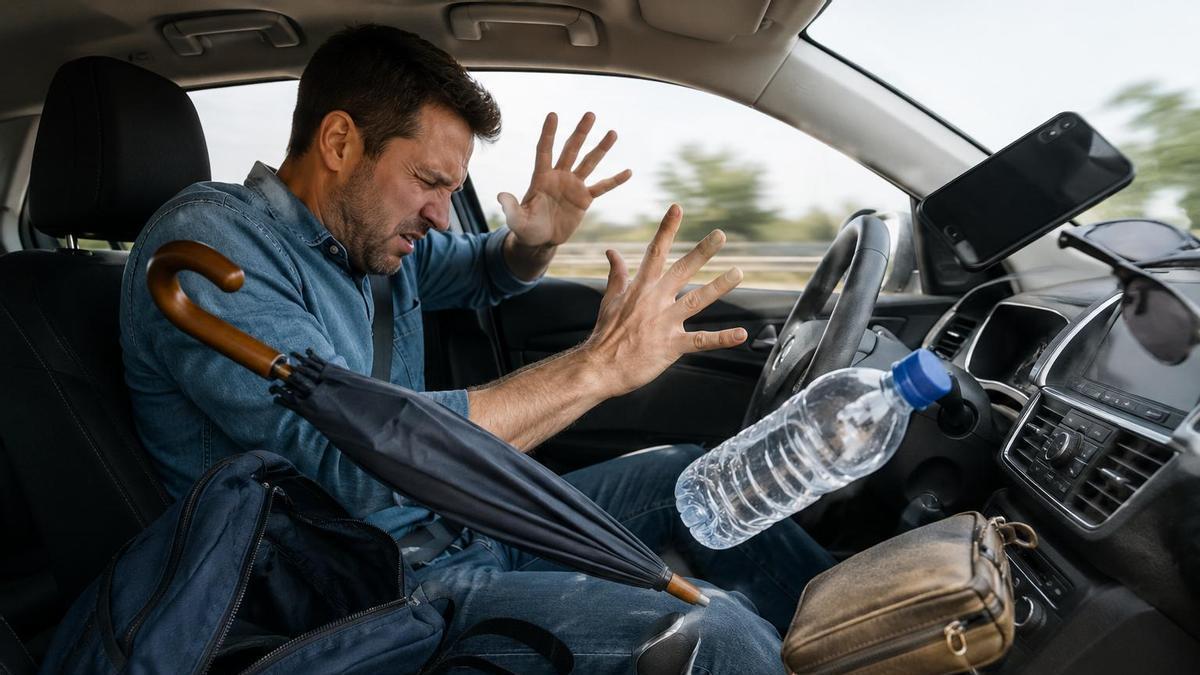 El efecto proyectil de muchos objetos en el coche es peligroso en caso de frenazo o accidente.