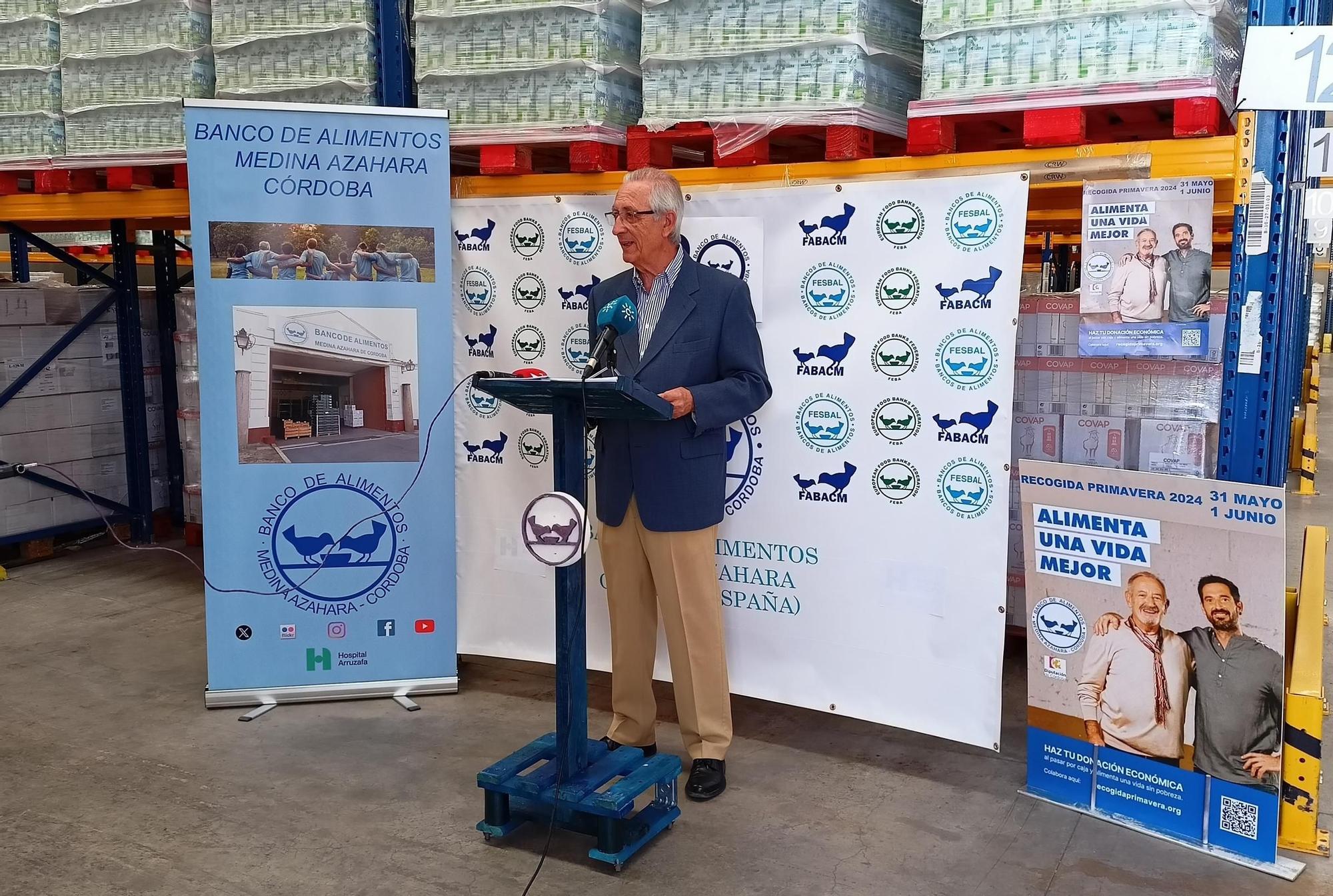 Juan José Cas, vicepresidente del Banco de Alimentos de Córdoba, esta mañana durante la presentación de la Operación Kilo Primavera.