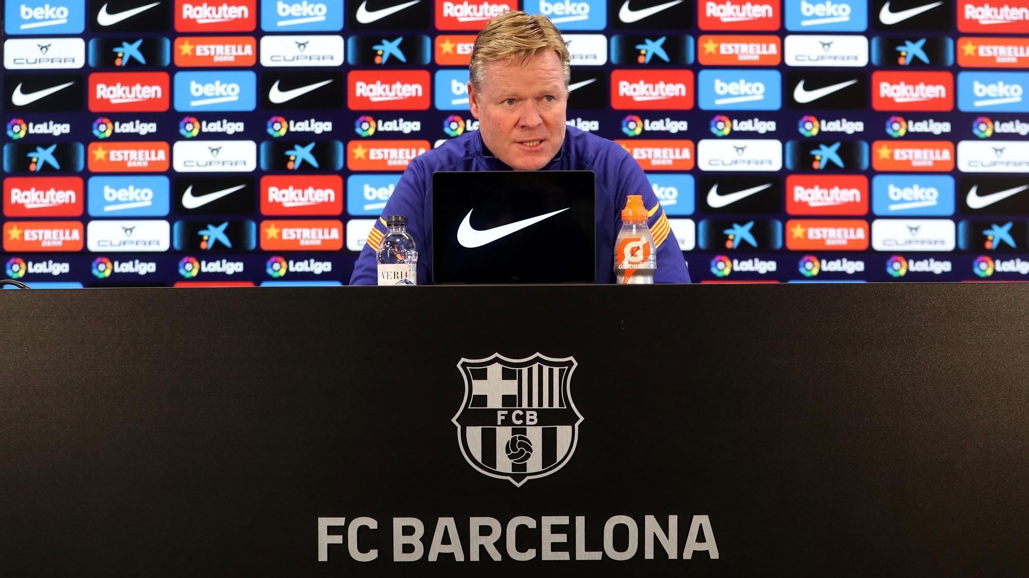 Koeman, en la sala de prensa de la ciudad deportiva del Barça.