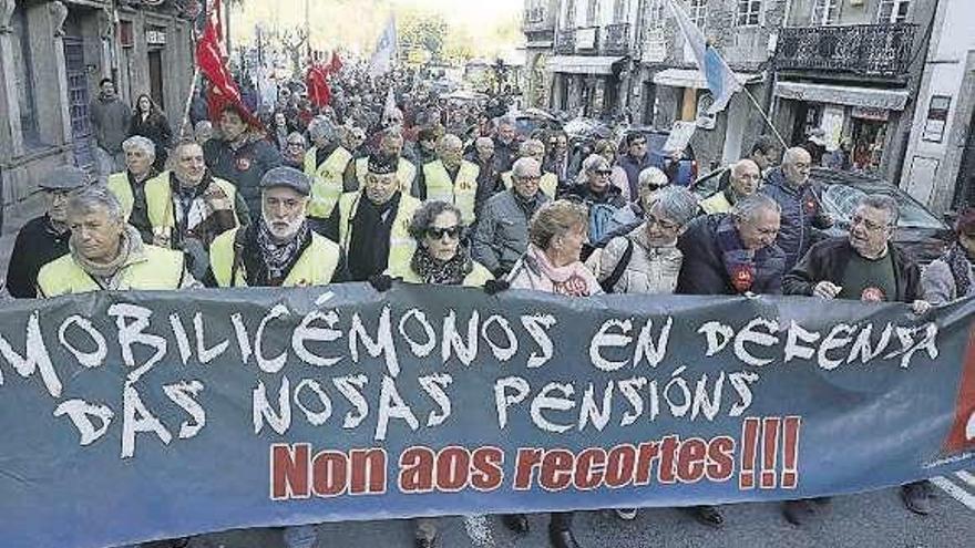 La marcha celebrada ayer en Santiago.