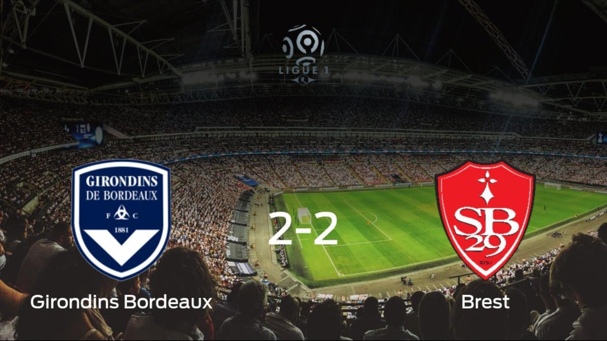 El FC Girondins Bordeos y el Brest consiguen un punto después de empatar a dos