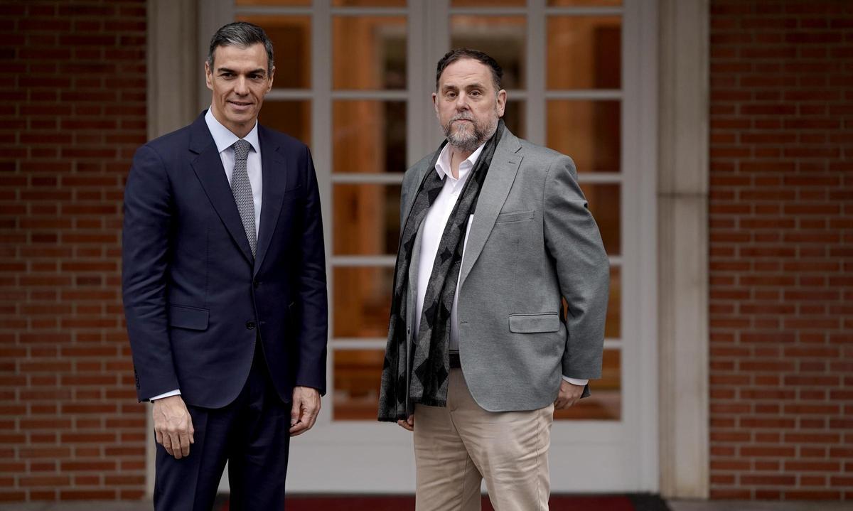 Pedro Sánchez y Oriol Junqueras, reunidos en Moncloa.