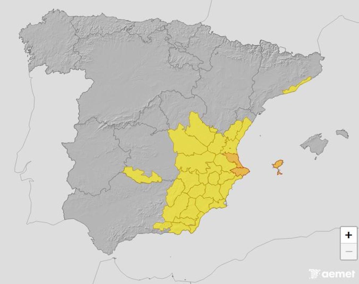 Predicción de alertas de Aemet para este jueves, 9 de octubre