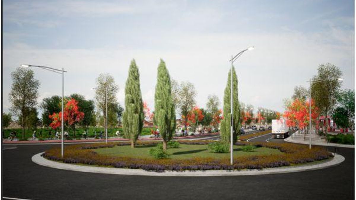 Recración de la futura glorieta a su paso por la N-232 en Utebo.