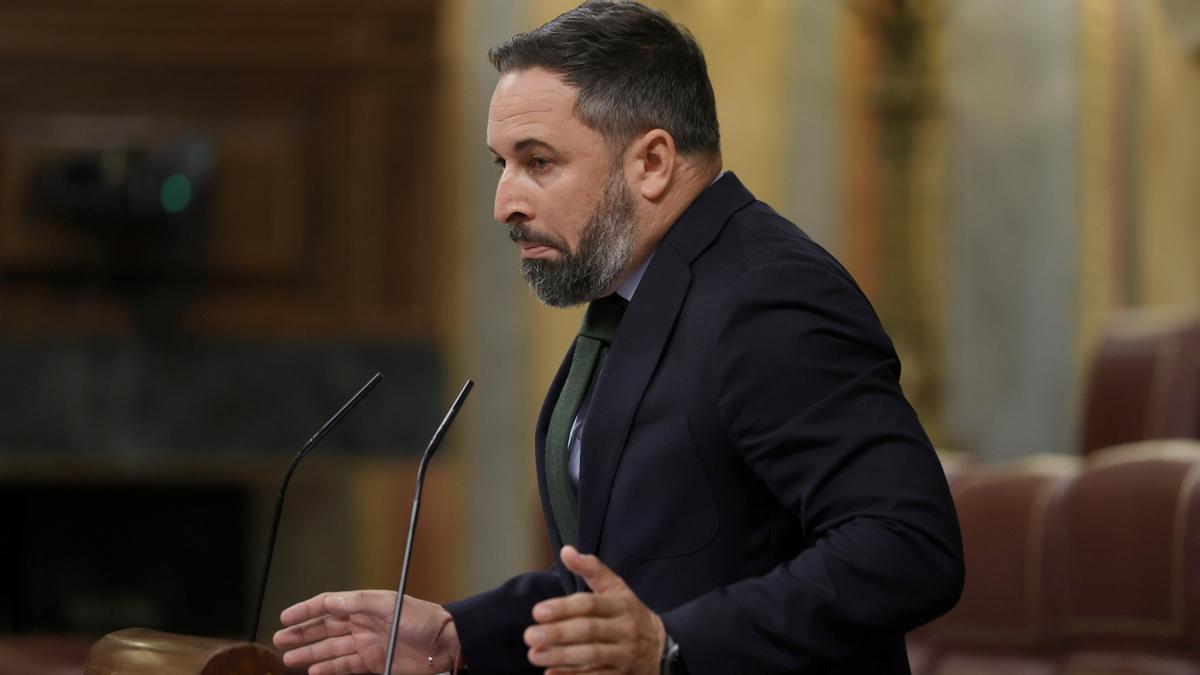 El líder de Vox, Santiago Abascal, en el Congreso de los diputados.