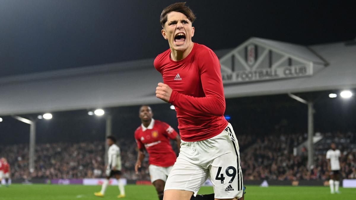 Alejandro Garnacho celebra un gol con el Manchester United