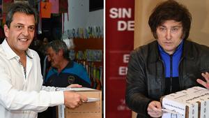 Sergio Massa y Javier Milei votan este domingo en las elecciones presidenciales de Argentina.