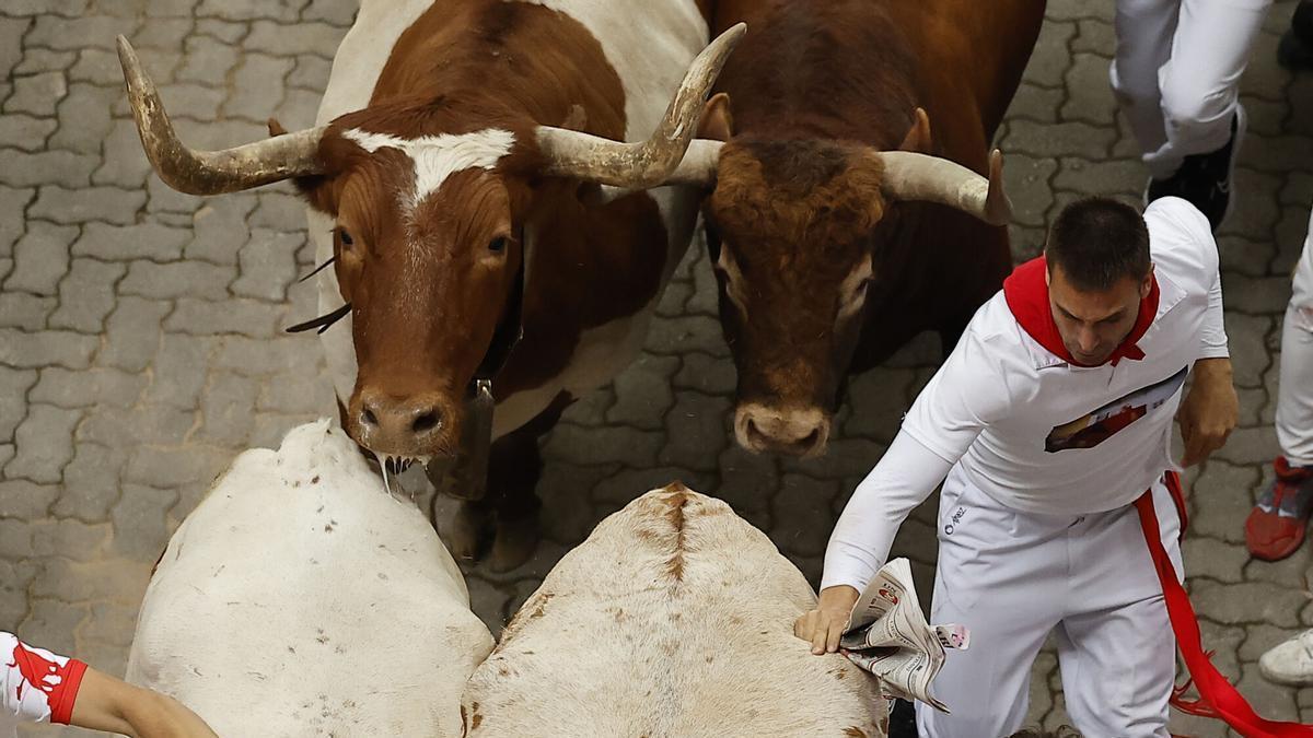 Los toros de Álvaro Núñez dejan un peligroso cuarto encierro de los Sanfermines 2026